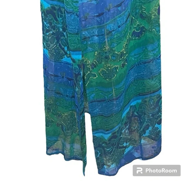 No Brand 2pc Maxi Green Tank Dress with Chiffon Multi Color Jacket Plus Size 3X - Picture 6 of 14